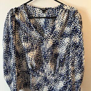 Express - Printed Puffed Shoulder Cropped Blouse